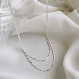 S925 Sparkling Collarbone Chain Necklace Double Layer Melon Seed Necklace