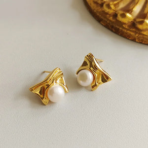 Sterling Silver Baroque Pearl Stud Earrings