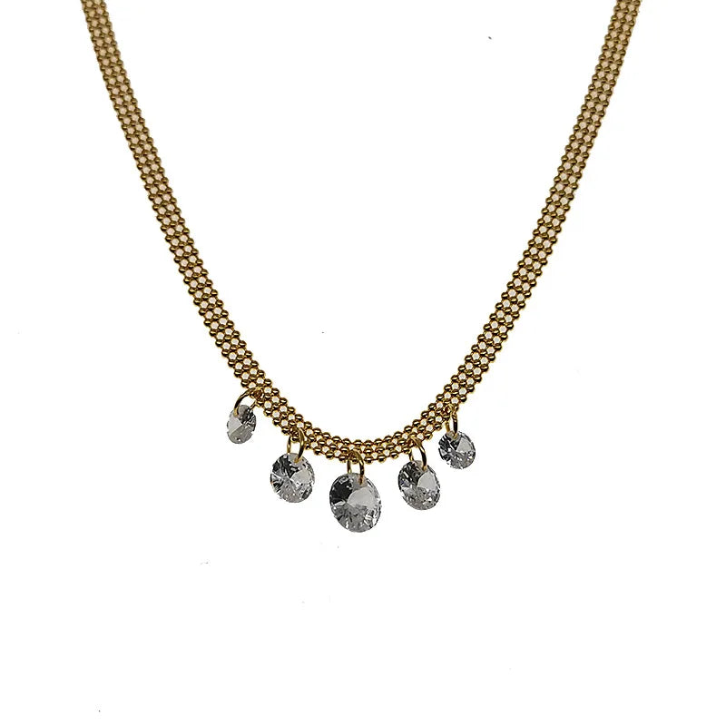 S925 Sterling Silver Zircon Clavicle Chain Necklace