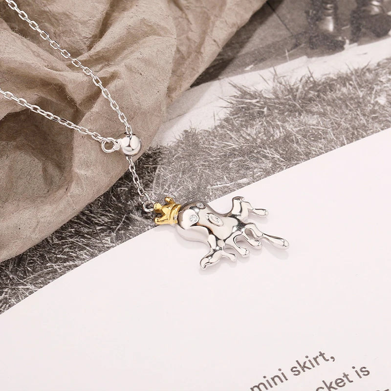 S925 Crown Ghost Necklace Pendant for Family, Halloween Jewelry