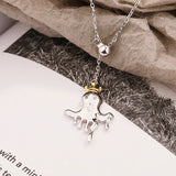 S925 Crown Ghost Necklace Pendant for Family, Halloween Jewelry