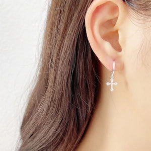 S925 Minimalist Cross Drop Earrings Personalized Hoop Jewelry