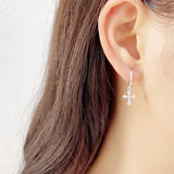 S925 Minimalist Cross Drop Earrings Personalized Hoop Jewelry