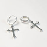S925 Minimalist Cross Drop Earrings Personalized Hoop Jewelry