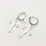 S925 Minimalist Cross Drop Earrings Personalized Hoop Jewelry