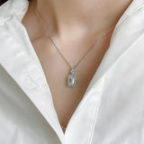S925 Geometric Zircon Necklace Pendant Choker Collar