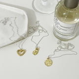S925 Hollow Love Clavicle Necklace Geometric Portrait Coin Necklace