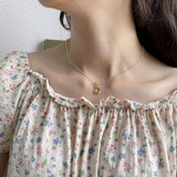 S925 Hollow Love Clavicle Necklace Geometric Portrait Coin Necklace