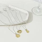 S925 Hollow Love Clavicle Necklace Geometric Portrait Coin Necklace