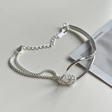 S925 Knotted Bracelet Bangles Geometric Silver Bracelet