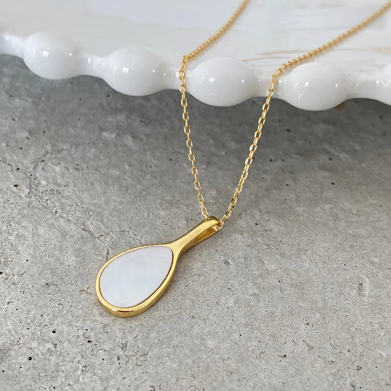 S925 Scallop Shell Necklace Pendant Tennis Racket Necklace