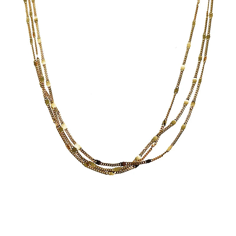 S925 Silver Multi-layer Chain Choker Necklace Jewelry