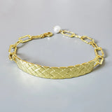S925 Baroque Pearl Letter Bracelet Bangle Chain for Female Jewelry