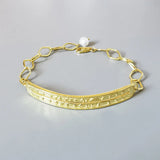S925 Baroque Pearl Letter Bracelet Bangle Chain for Female Jewelry