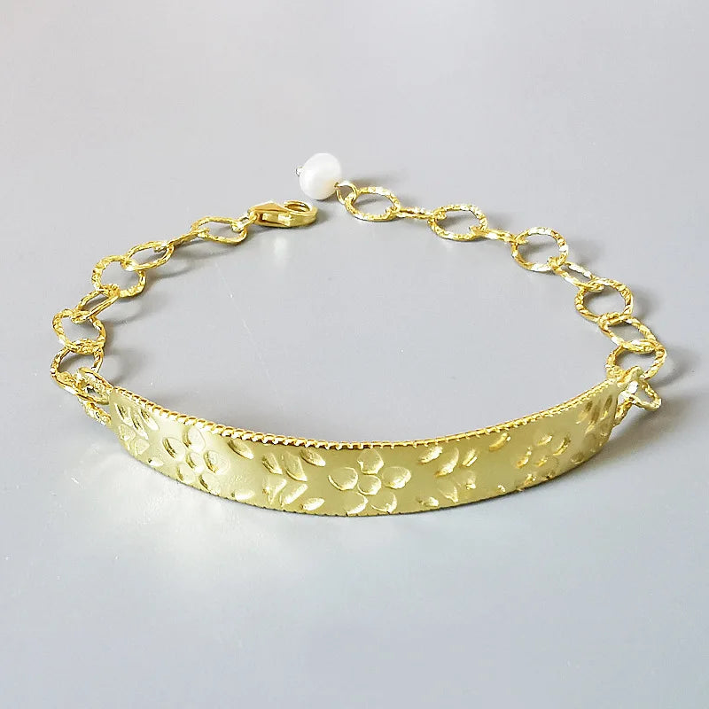 S925 Baroque Pearl Letter Bracelet Bangle Chain for Female Jewelry