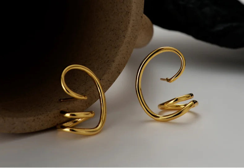 S925 Geometric Hollow Line Long Earrings for Women