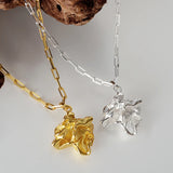 S925 Sterling Silver Irregular Tin Foil Texture Necklace