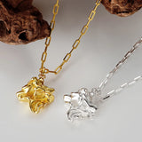 S925 Sterling Silver Irregular Tin Foil Texture Necklace