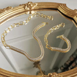 S925 Silver Micro Pave Choker Necklace Zircon Bracelet Jewelry