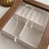Sterling Silver Snake Bone Crescent Clavicle Chain Necklace Pendant