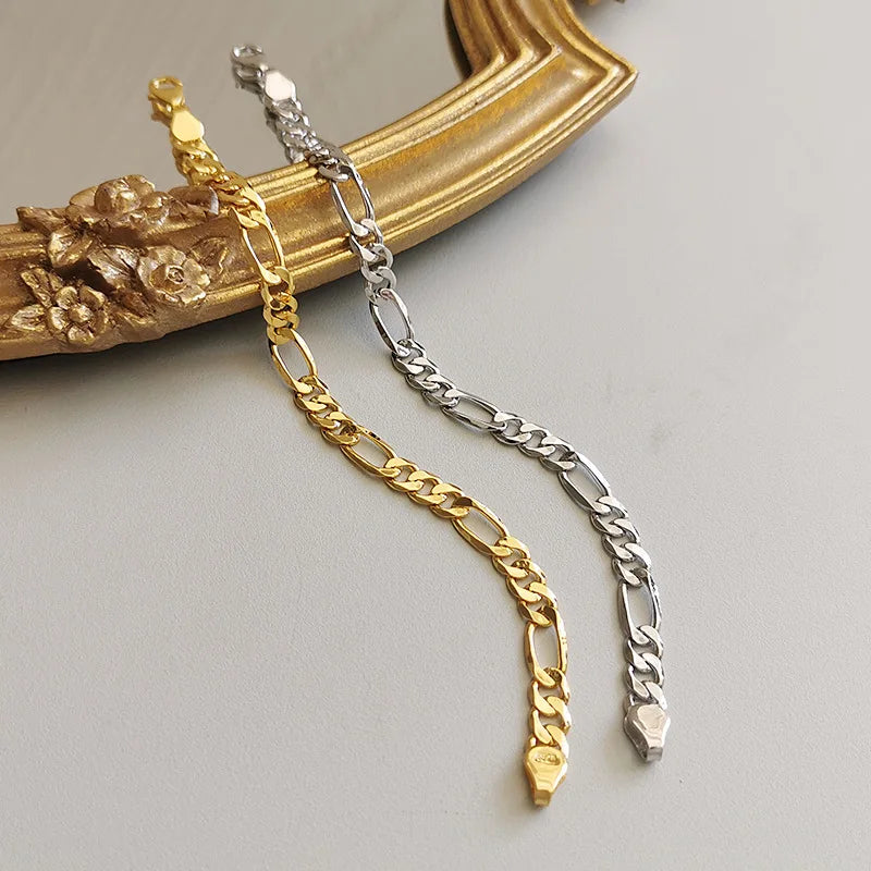 S925 Cuban Chain Bracelet 6mm Hip-hop Vintage Style for Women