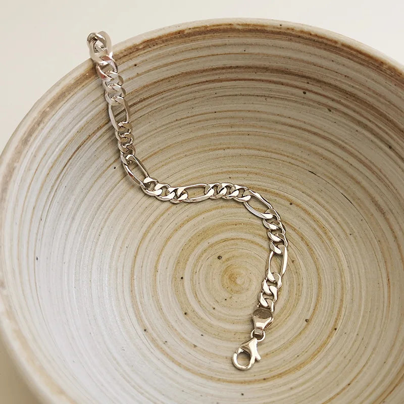 S925 Cuban Chain Bracelet 6mm Hip-hop Vintage Style for Women