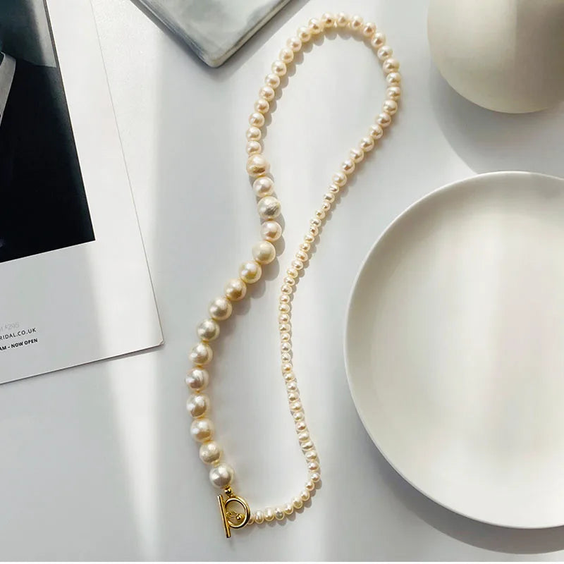 S925 Baroque Pearl Clavicle Necklace Choker Beads for Women