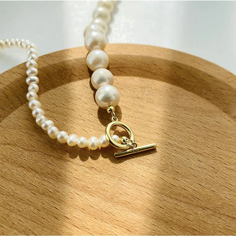 S925 Baroque Pearl Clavicle Necklace Choker Beads for Women