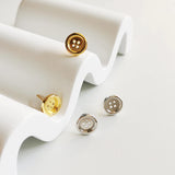 925 Silver Vintage Circle Button Earrings Niche Ear Clips Dangle Jewelry