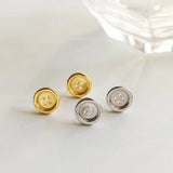 925 Silver Vintage Circle Button Earrings Niche Ear Clips Dangle Jewelry