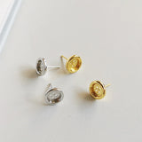 925 Silver Vintage Circle Button Earrings Niche Ear Clips Dangle Jewelry