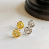 925 Silver Vintage Circle Button Earrings Niche Ear Clips Dangle Jewelry