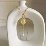 S925 Vintage Portrait Embossed Necklace Star Tassel Clavicle Chain