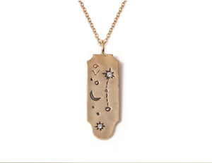 Vintage 12 Constellation Pendant Necklace Crystal Clavicle Chain Jewelry