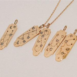 Vintage 12 Constellation Pendant Necklace Crystal Clavicle Chain Jewelry