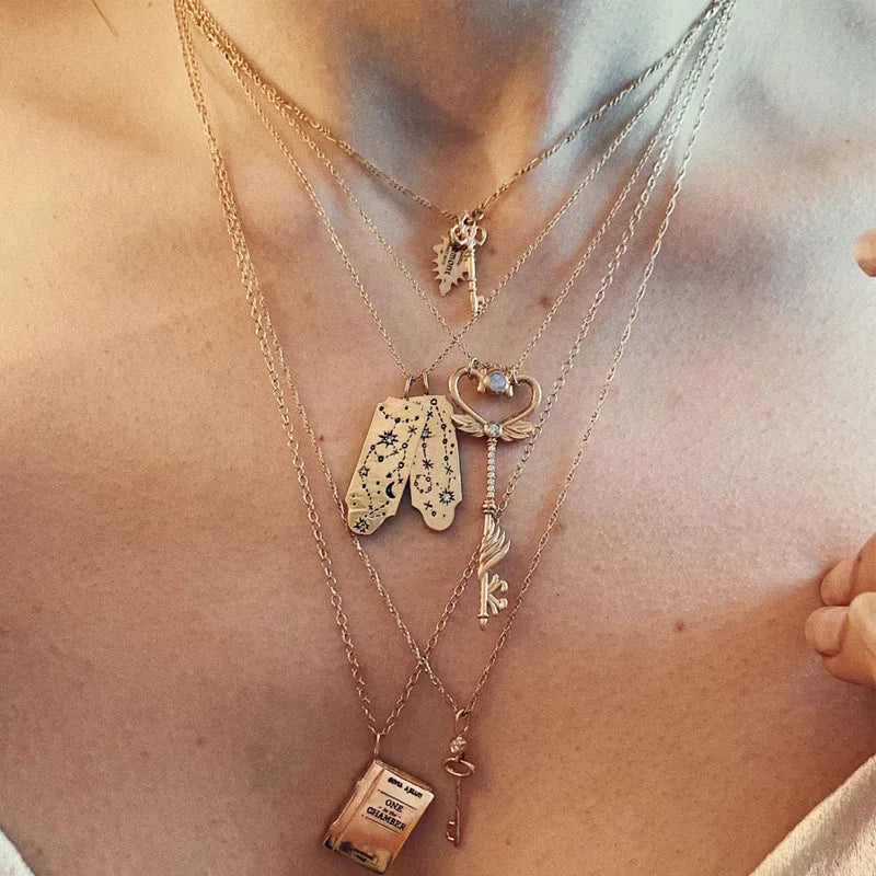 Vintage 12 Constellation Pendant Necklace Crystal Clavicle Chain Jewelry