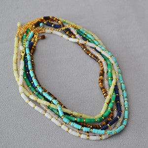 Vintage Boho Stone Beads Choker Necklace Chain Jewelry