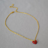 Vintage Brass Plated Heart Choker Necklace