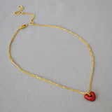 Vintage Brass Plated Heart Choker Necklace