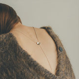 Vintage Double Layered Strap Sweater Chain Necklace Stitching OT Buckle