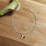 Vintage Double Layered Strap Sweater Chain Necklace Stitching OT Buckle