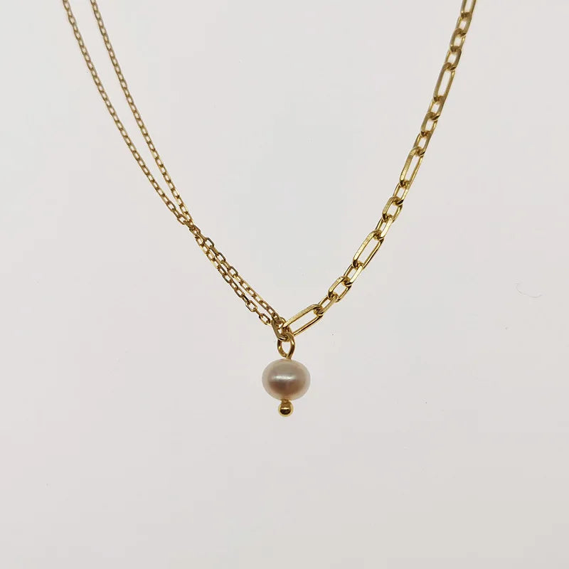 925 Silver Pearl Charm Choker Necklace for Women