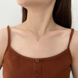 925 Sterling Silver Circle Necklace with Zircon