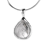 925 Silver Water Drop Crystal Necklace Pendant Snake Bone Chain