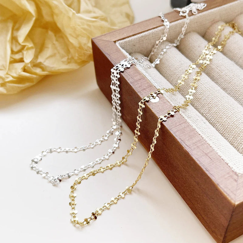 925 Silver Twisted Wire Necklace Light Personality Clavicle Jewelry