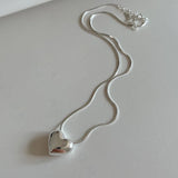 925 Sterling Silver Snake Bone Chain Heart Necklace