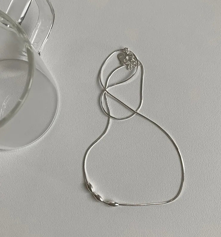 925 Sterling Silver Snake Bone Chain Necklace for Women