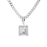925 Silver Square Zircon Bracelet Necklace Set Hip Hop Lucky Hundred Jewelry