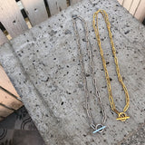 Minimalist Double Layer OT Chain Clavicle Necklace Punk Choker Collar Statement