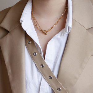 Minimalist Double Layer OT Chain Clavicle Necklace Punk Choker Collar Statement
